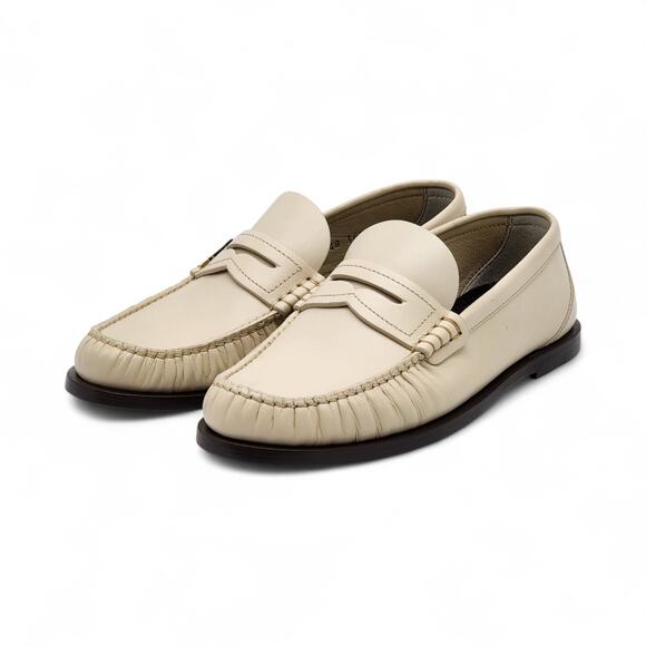 Saint Laurent YSL Monogram Leather Loafers Marble White EU 36.5 US 6.5 - $1050 - Picture 2 of 12